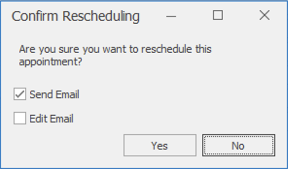 Confirm Rescheduling window